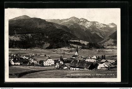 AK St. Michael im Lungau, Ortsansicht mit Kaareck aus der Vogelschau
