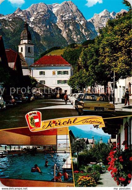 Kuchl Salzburg AT Pfarrkirche mit Hohem Goell und Hallenbad