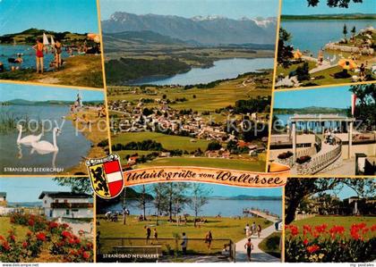 Neumarkt Wallersee Strandbad Fliegeraufnahme Strandbad Seekirchen Strandbad Neum