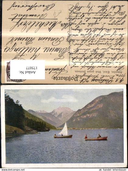 175077,Pertisau a. Achensee Blick geg. Pertisau m. Segelboot Boot Ruderboot
