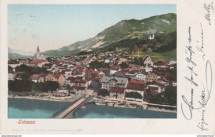 Photochromie AK Schwaz a Schlagturn Fiecht Grünhäusel Vomp Vomperberg Zintberg Pill Stans Terfens Pirchat Jenbach Tirol