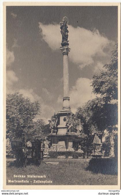 Seckau, Mariensäule - Zellenplatz old postcard unused b171025