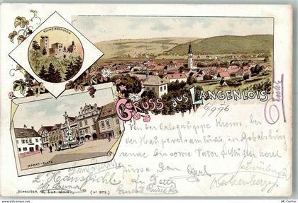 3550 Langenlois 1896 Lithographie Ruine Kronsegg Marktplatz - 13645163