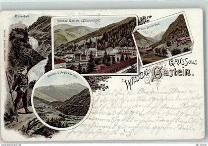 5640 Bad Gastein 1897 Lithographie Bärenfall Wildbad Gastein v. Elisabet... - 13413688