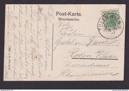 Bahnpost Tulln Österreich Ansichtskarte mit K1 TULLN WIEN 617 nachRoden Saar