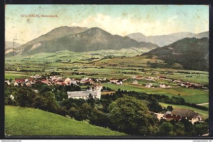 AK Stainach, Ortsansicht mit Bergen