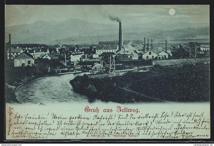 AK Zeltweg, Gesamtansicht mit Fabrik