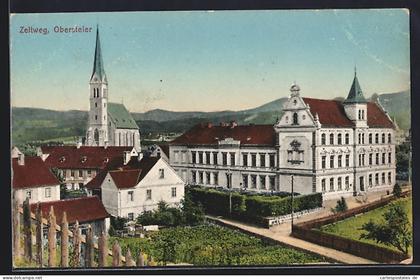 AK Zeltweg /Obersteier, Strassenpartie mit Kirche