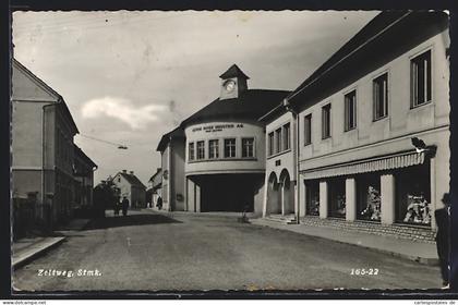 AK Zeltweg /Stmk., Strassenpartie mit Gebäude Papierhersteller Werr