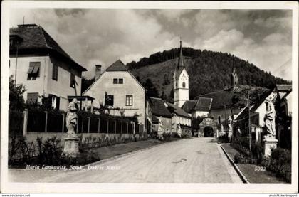 CPA Maria Lankowitz Steiermark, Oberer Markt, Straßenpartie im Ort, Kirche