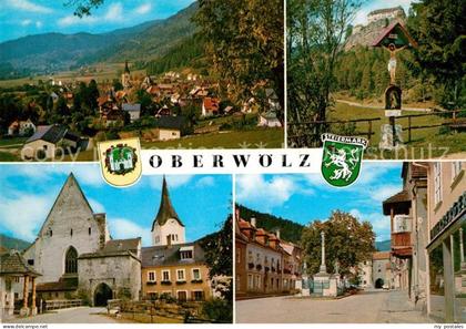 Oberwoelz Stadt Ortsansicht Wegekreuz Kirche Marktplatz