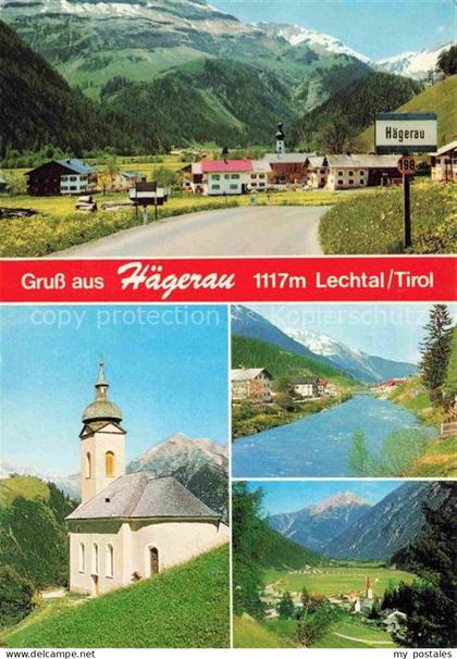 Haegerau Steeg Lechtal Ausserfern Tirol AT Lechtal Dorfansicht Kirche Fluss Berg