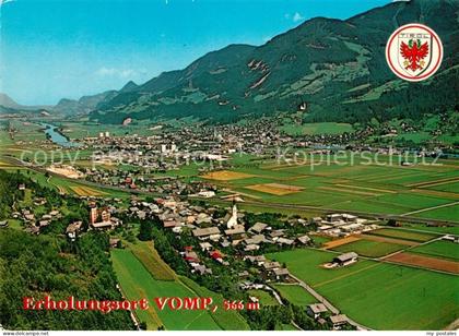 Vomp Tirol Fliegeraufnahme mit Karwendelgebirge