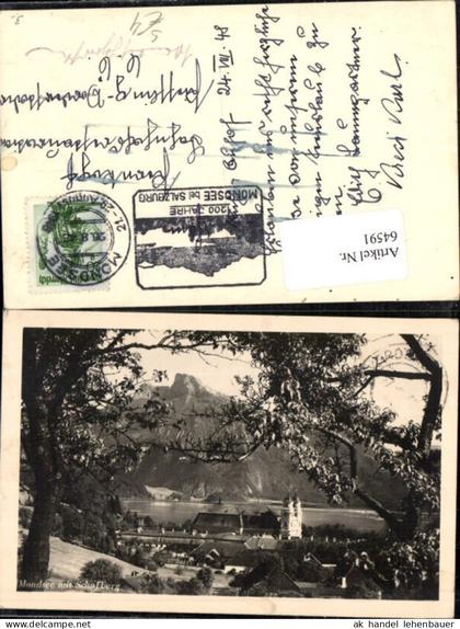 64591,Mondsee Ortsansicht mit Schafberg Stempel 1200 Jahre Mondsee bei Salzburg