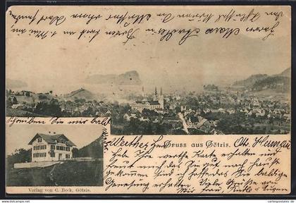 AK Götzis, Ortsansicht mit Villa Schönblick