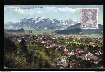 AK Götzis, Teilansicht mit Bergen