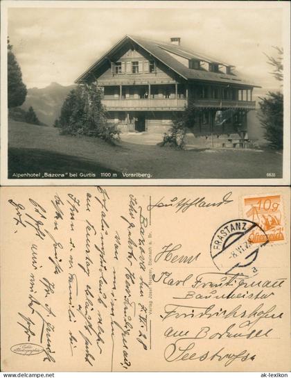 Ansichtskarte Nenzing-Gurtis Alpenhotel Bazora Vorarlberg - Fotokarte 1928