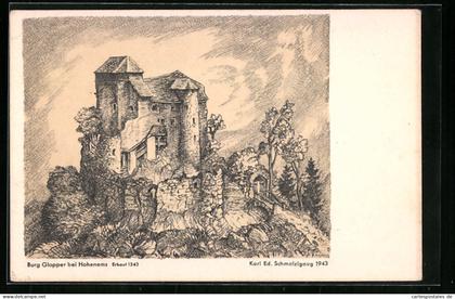 Künstler-AK Hohenems, Burg Glopper
