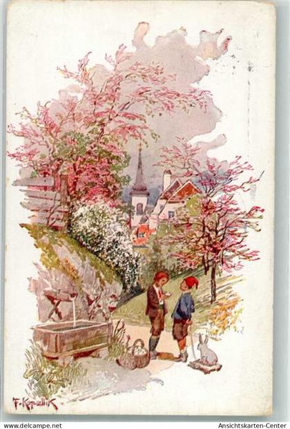 39891935 - sign. F. Kopallik  Kinder Ostereier Quellbrunnen Kinder