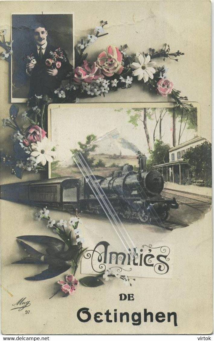 Oetingen -  Oetinghen  (  Gooik )  1912   train - trein