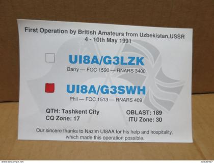 OUZBEKISTAN carte radio amateur TASHKENT