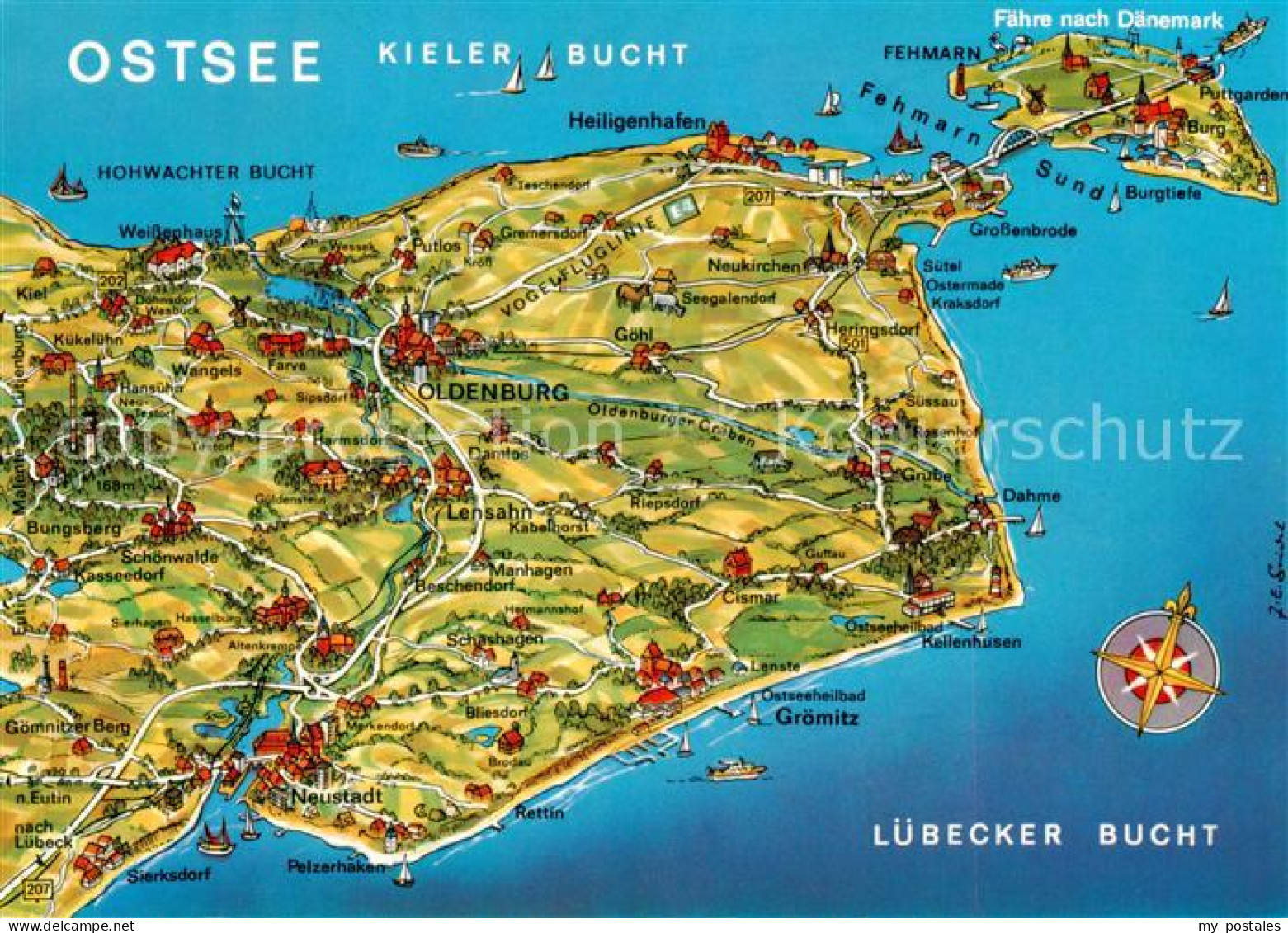 Oldenburg Holstein uebersichtskarte mit Insel Fehmarn