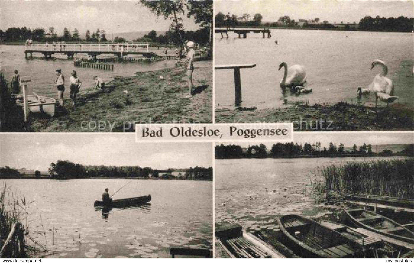 Oldesloe Bad Poggensee See Badesteg Schwaene Angler Boot Schilf Mehrbildkarte So