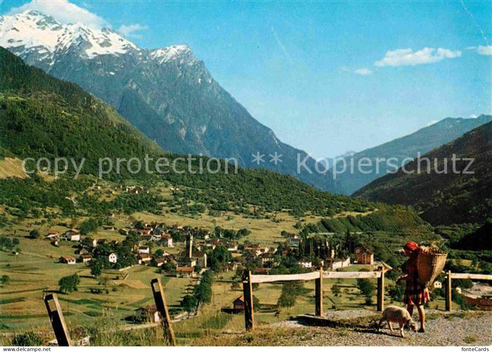 Olivone Gesamtansicht mit Alpenpanorama