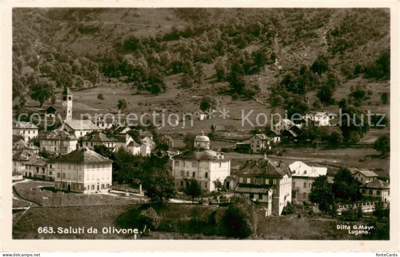 Olivone TI Ortsansicht mit Kirche