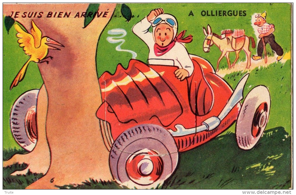 OLLIERGUES CARTE A SYSTEME "JE SUIS BIEN ARRIVE A OLLIERGUES" RARE