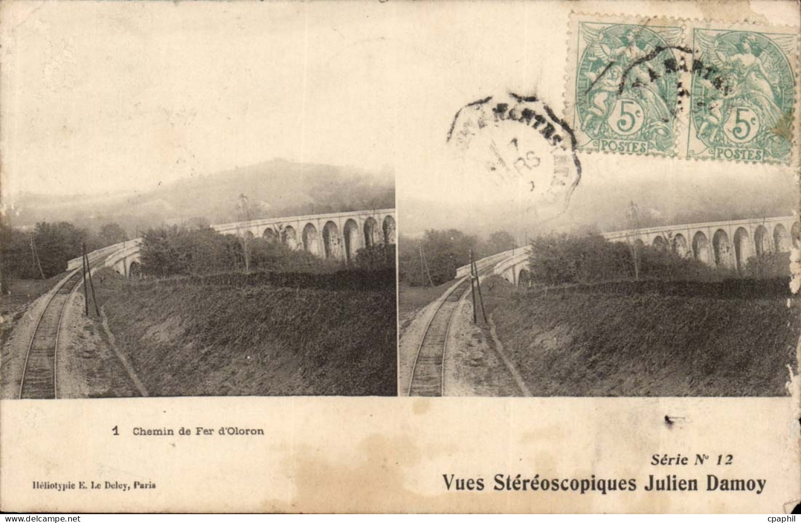 Oloron Sainte Marie - Vue Stereoscopiques Julien Damoy - Chemin de Fer - train - CPA