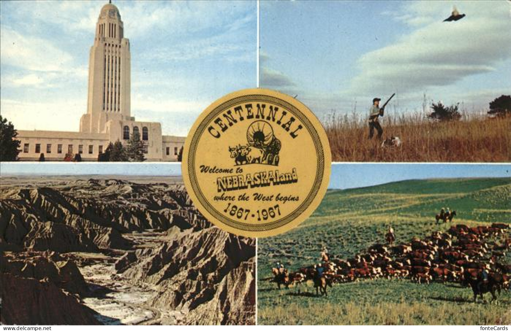 Omaha Nebraska Nebraska Centennial Year State Capitol scenic Badlands Hunter San