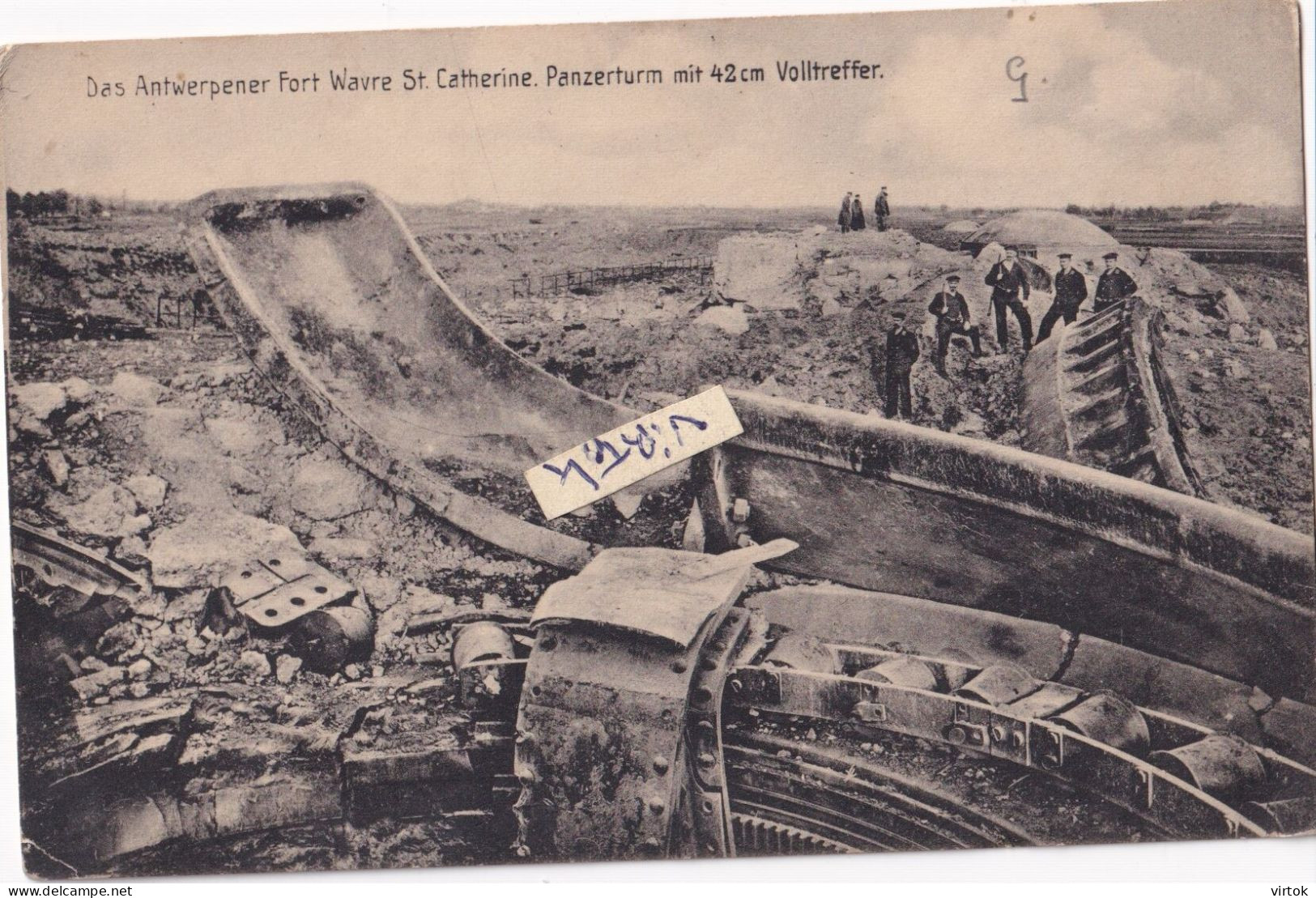 Onze-Lieve-Vrouw-Waver :   FORT  militaria : panzerturm mit 42  cm  voltreffer