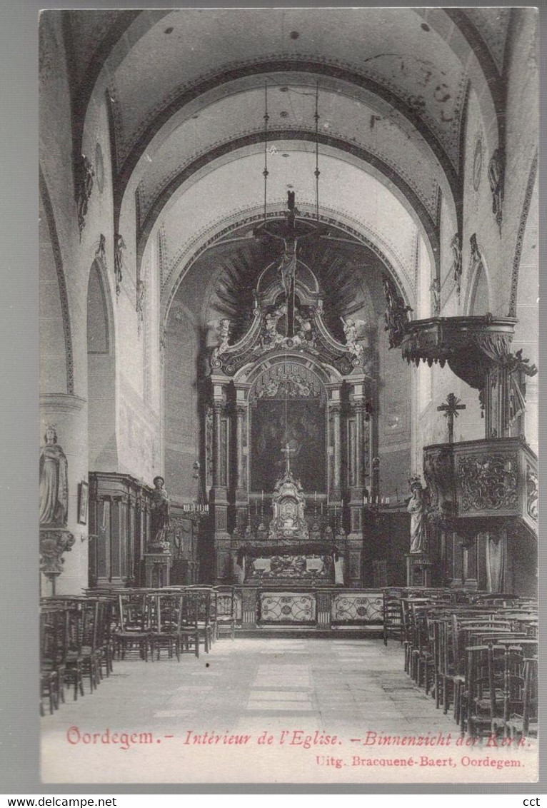 Oordegem  Lede   Intérieur de l'Eglise - Binnenzicht der Kerk   Uitg Bracquené