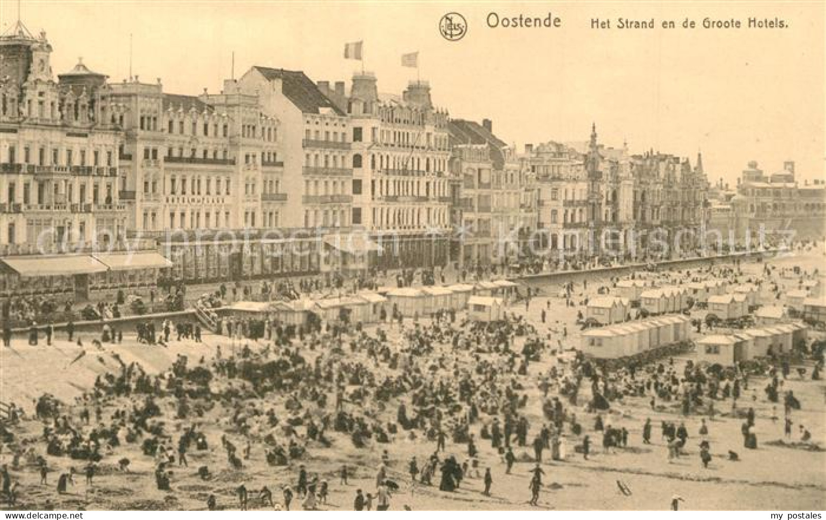 Oostende Ostende Het Strand en de Groote Hotels Plage Grand Hotels