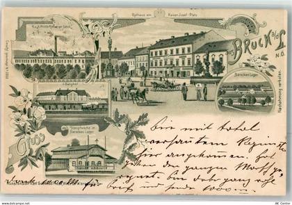 2460 Bruck an der Leitha Lithographie Rathaus Kaiser Josef Platz Bahnhof... - 13622545