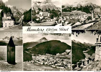 Nauders Tirol Festung Finsterholz Schloss Naudersberg Kirchturm im Reschensee Al