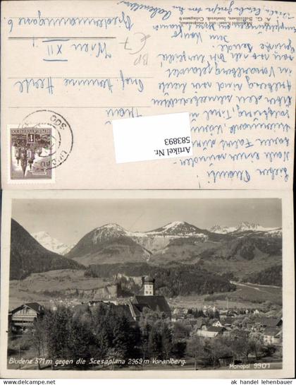 583893,Bludenz Ortsrand Kirche Scesaplana Bahnpost Lindau Bludenz Zug 300