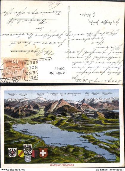 150439,Bodensee Panorama Lage Gipfelkarte 1930