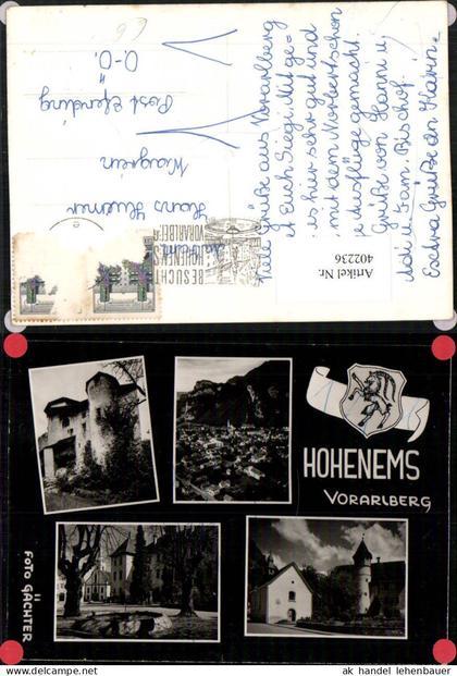 402236,Hohenems Totale Schloss Kirche Brunnen Mehrbildkarte