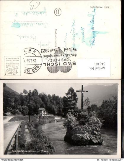 346161,Bad Ischl Kreuzstein in der Traun Felsen Kreuz