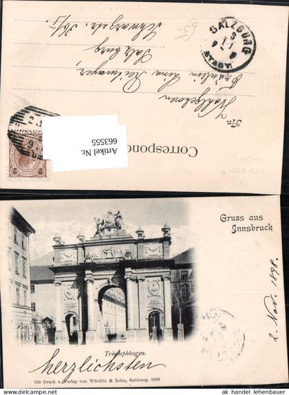 663555,Litho Innsbruck Triumphbogen 1898