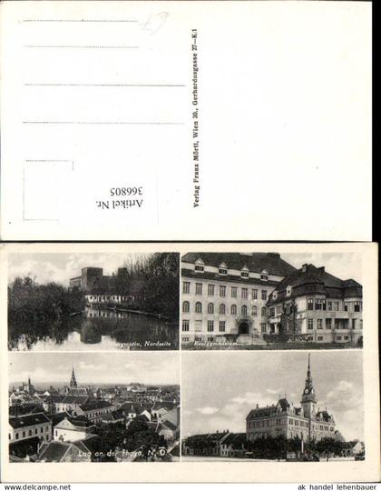 366805,Laa an d. Thaya Totale Rathaus Realgymnasium Burg Mehrbildkarte