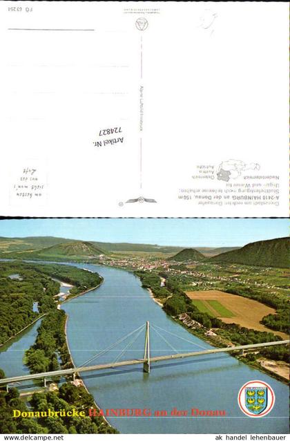 724827 Hainburg Brücke Luftbild Fliegeraufnahme Bez. Bruck an der Leitha
