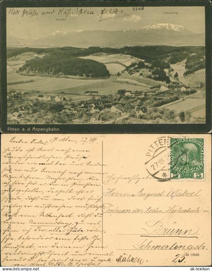 Ansichtskarte Pitten Stadtparie Aspangbahn 1916