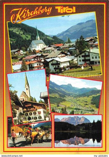 Kirchberg Mattighofen Kirchberg-in-Tirol Dorfpanorama Kirche Almabtrieb Kuehe Ta