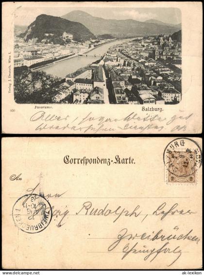 Ansichtskarte Salzburg Blick über die Stadt 1908
