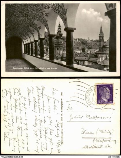 Ansichtskarte Salzburg Blick vom Stieglbräu zur Stadt 1942
