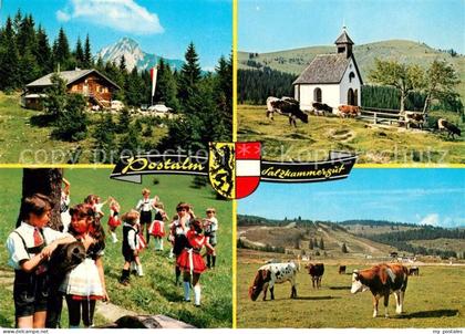 Strobl Postalm Kinder in Tracht Kuehe