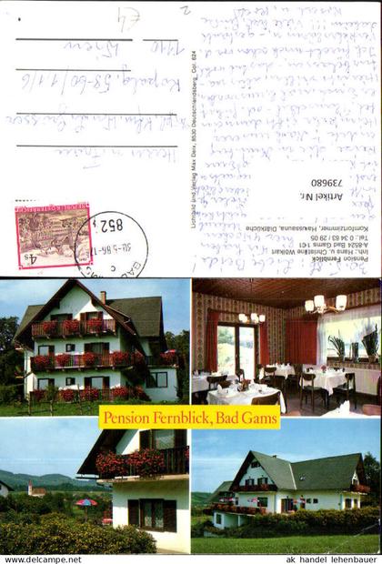739680 Mehrbild AK Bad Gams Pension Fernblick Speisezimmer Frauenthal